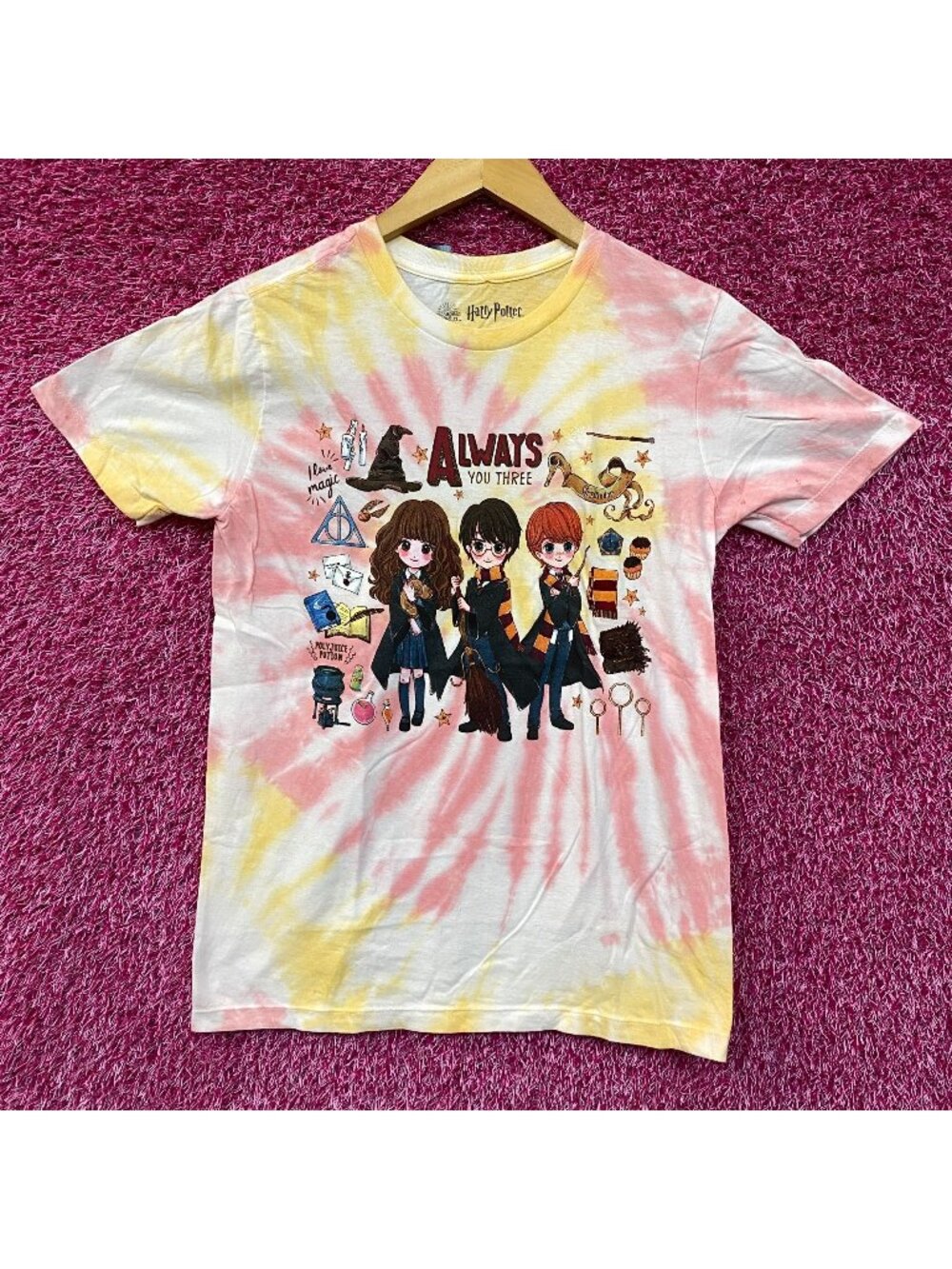 Harry Potter Chibi Hermoine, Ron, Harry tiedye T-shirt size Small
